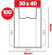 Bolsas camisetas recicladas 30 x 40 cm 100 Unid. کیسه مواد غذایی دسته دار