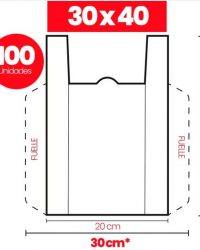 Bolsas camisetas recicladas 30 x 40 cm 100 Unid.  کیسه مواد غذایی دسته دار